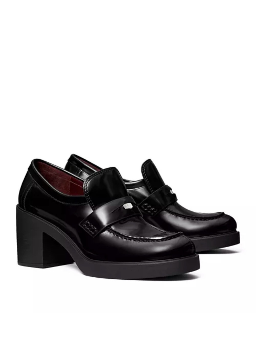 New Tory Burch Classic Heeled Lug Loafer Perfect Black Sz 8
